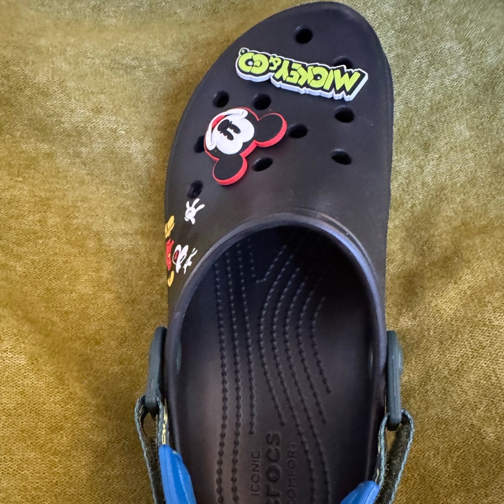 Mickey Mouse CROCS Black and Blue Athletic Shoes with Adjustable Heel Strap